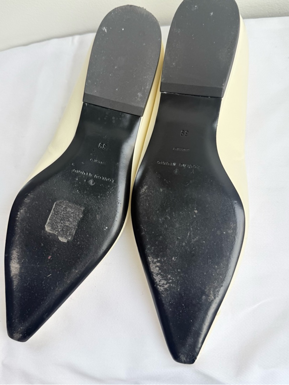 Barsi White Leather Ballet Flats size 39 - Loulou de Saison - Picture 11 of 14